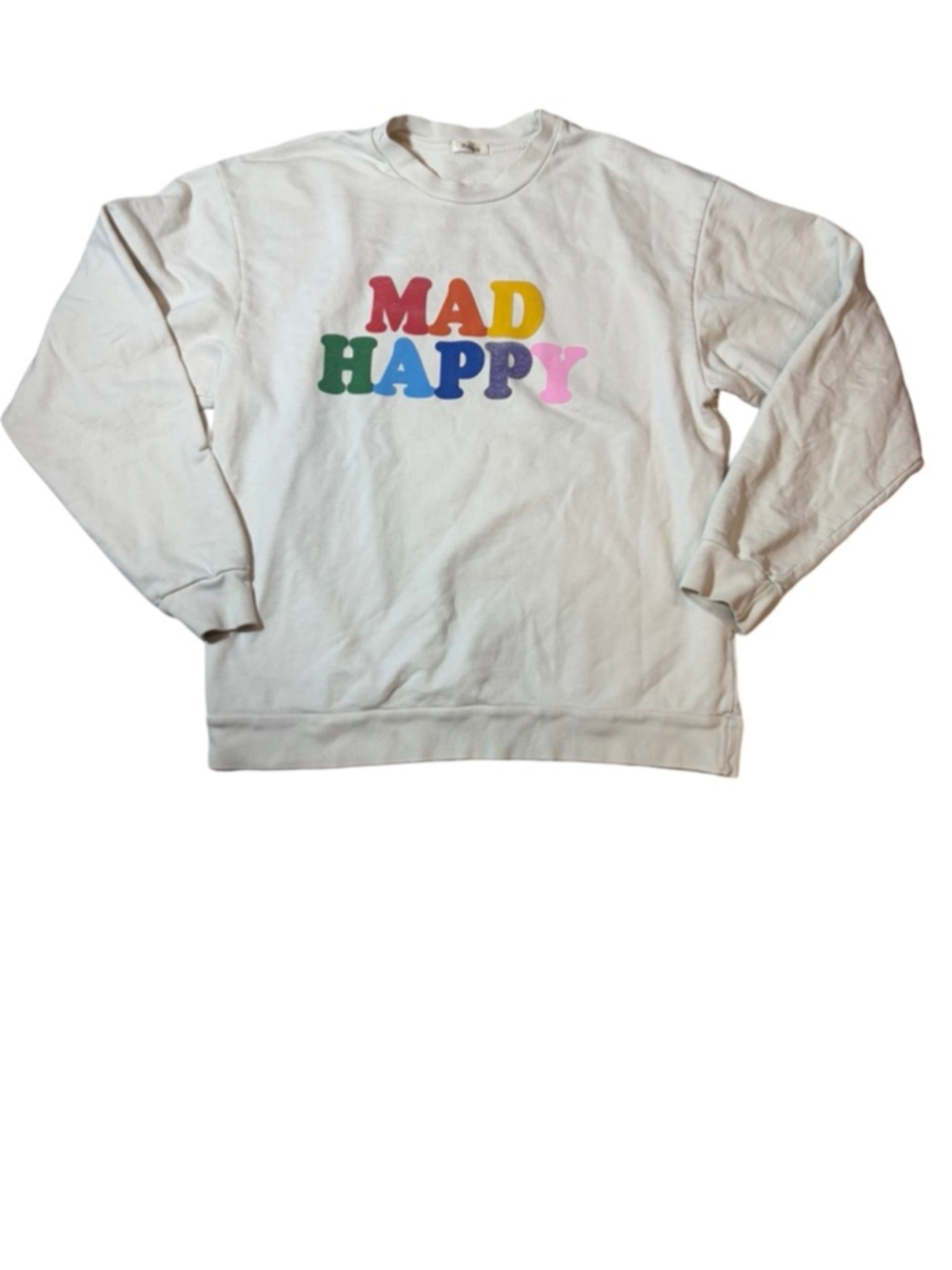 Madhappy Mad Happy Rainbow Logo Sweatshirt White Made In USA Large